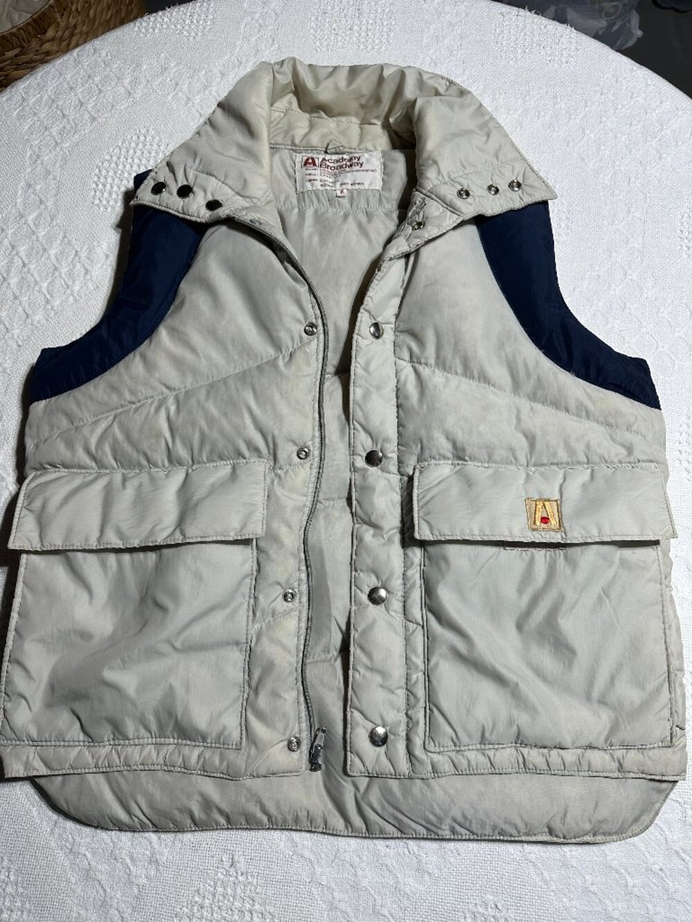 Vintage 80s Academy Broadway Goose Down Puffer Vest M Korea